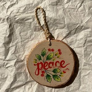 💜 3 for $10 Peace Holiday Ornament with Red and Green Design